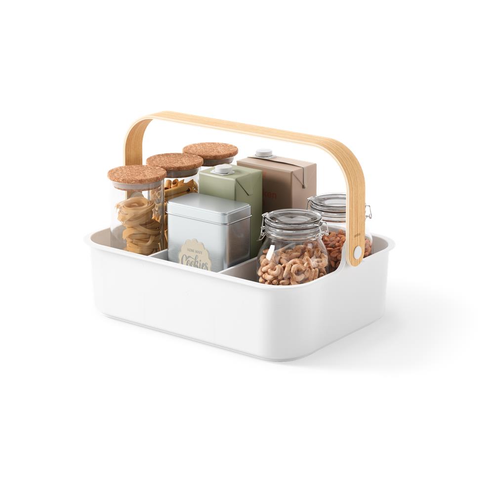 Umbra Bellwood Vorratsschrank Organizer mit 3 Fächern, großer Aufbewahrungsbehälter in Weiß/Natur