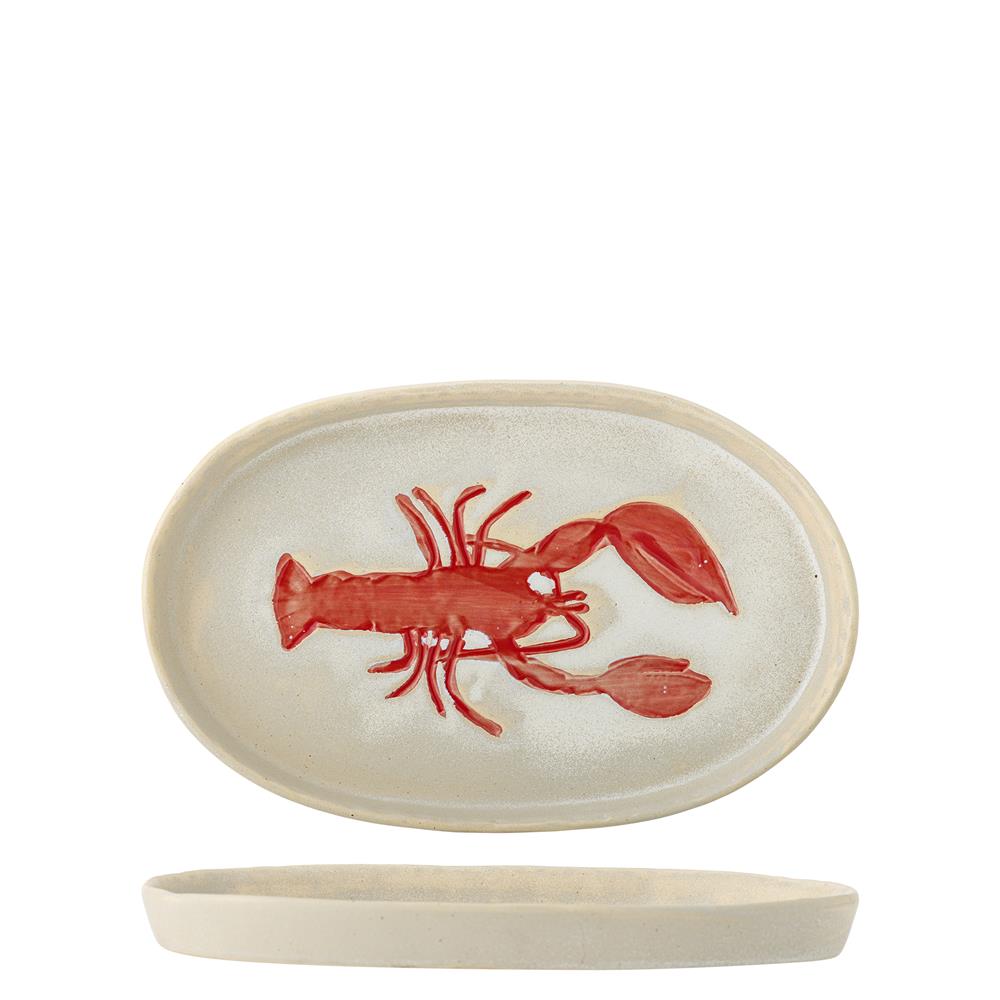 Bloomingville Hadden Servierplatte Steingut rot Hummer Motiv 29 cm
