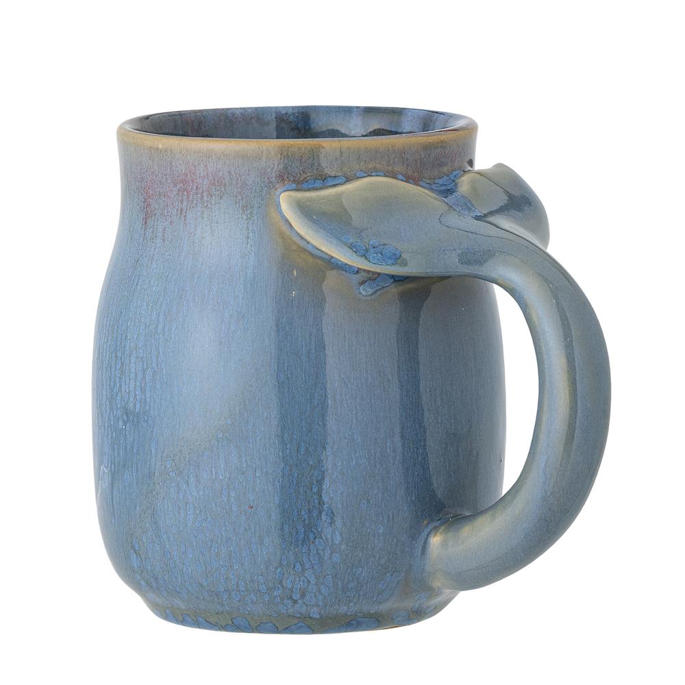 Bloomingville Rinat Tasse blau 550 ml aus Steingut – große Kaffeetasse mit Henkel für Küche