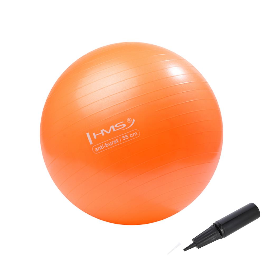 Gymnastikball 55 cm Orange Anti-Burst mit Luftpumpe für Pilates | HMS YB02N