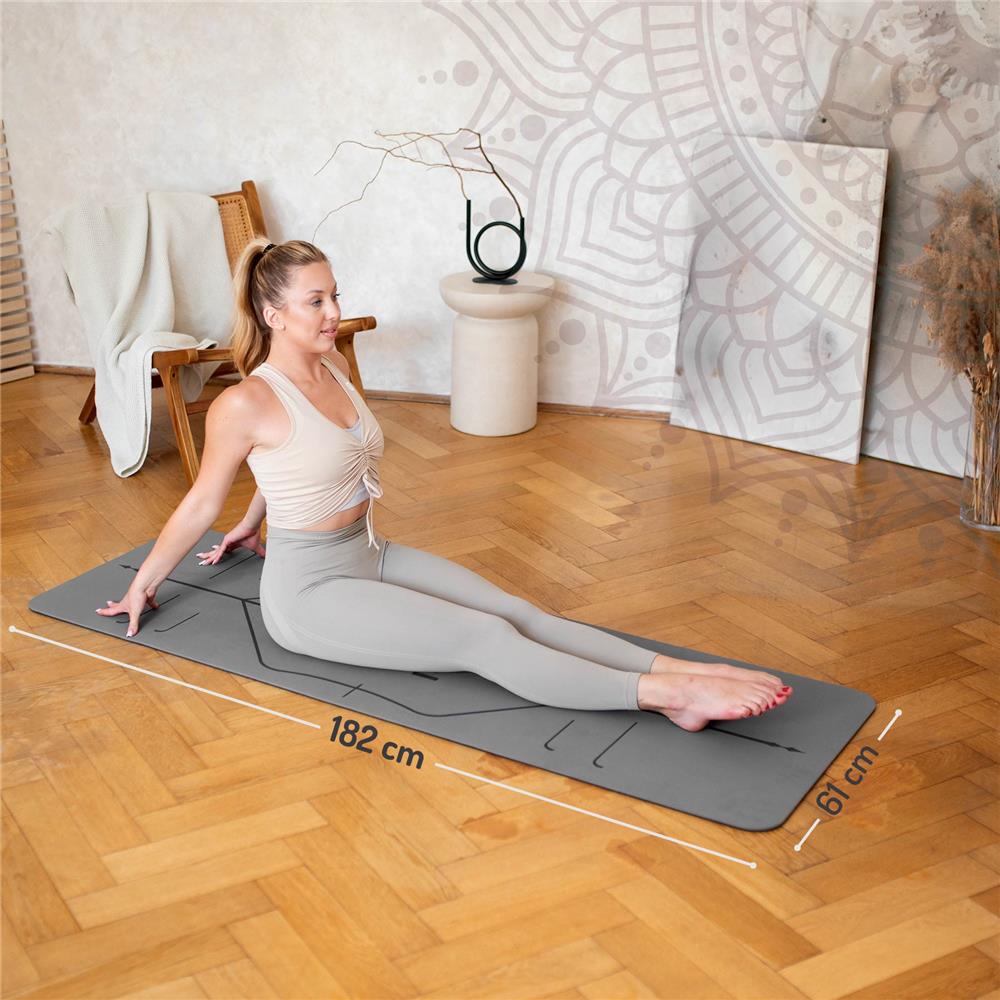 Yogamatte 183 x 61 x 0,8 cm Fitnessmatte Grau Gymnastikmatte rutschfest | HMS YM10
