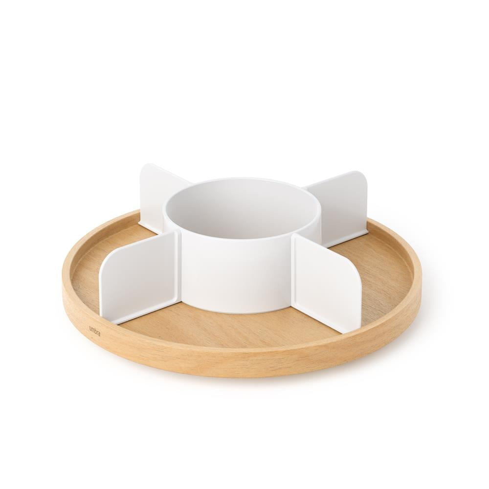 Umbra Bellwood Drehbarer Organizer, Lazy Susan Drehteller in Weiß/Natur