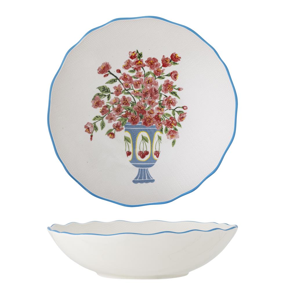 Bloomingville Dorothy Schale aus Steingut in Bunt D28 x H6,5 cm – Servierschale für Tischdeko
