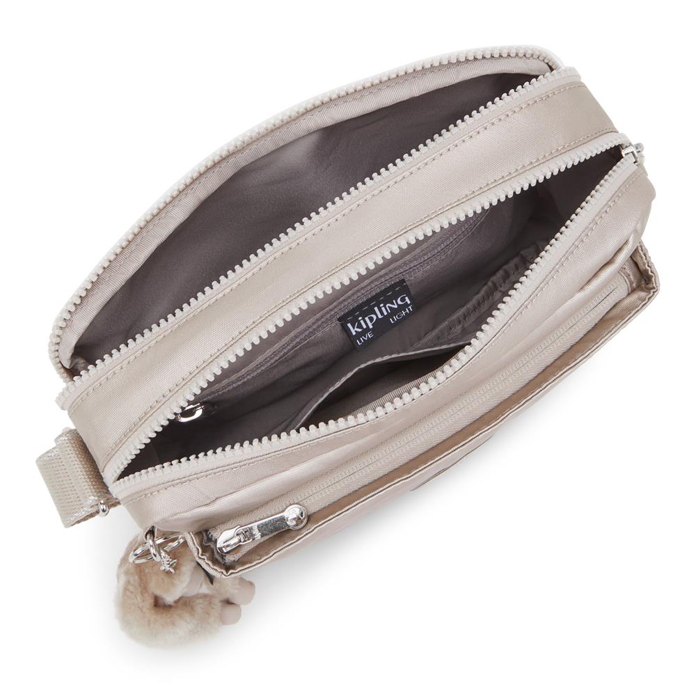 Kipling ABANU M, Mittelgroße Umhängetasche, Metallic Glow (beige), 4L, Schultertasche