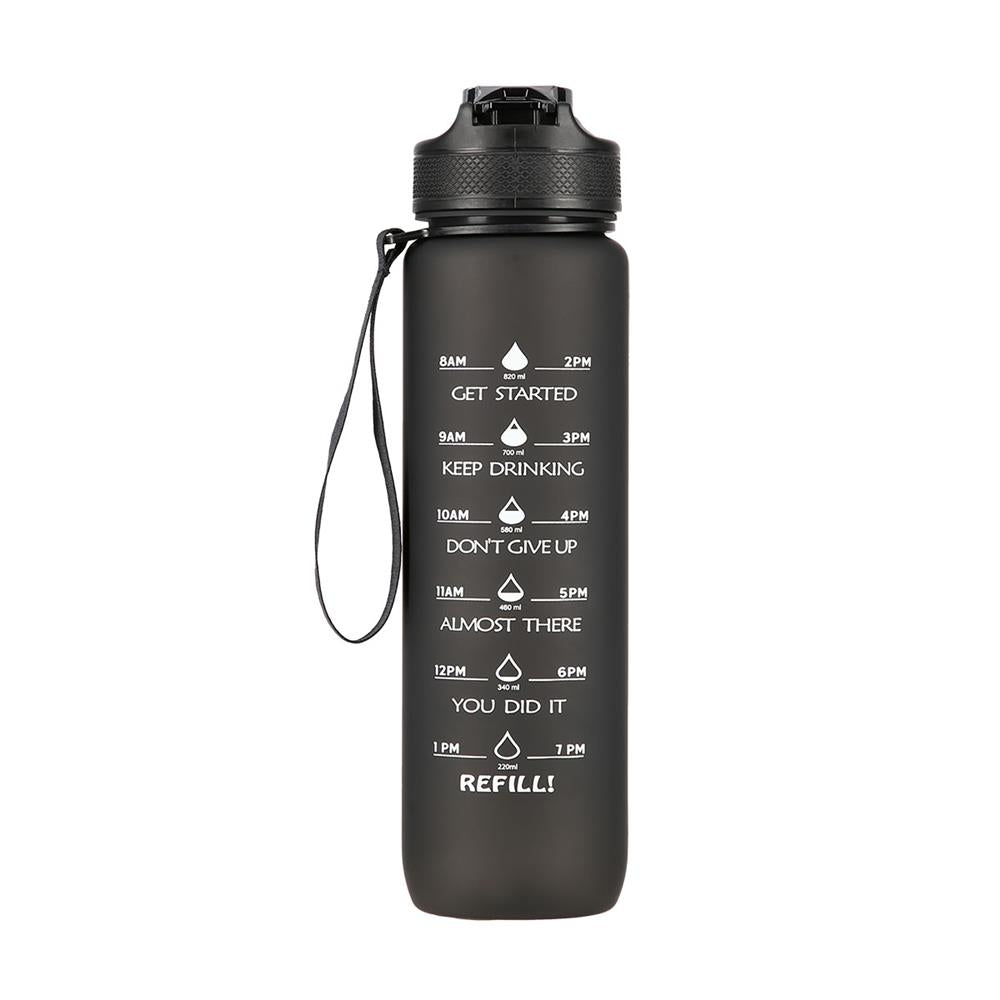 NILS CAMP Trinkflasche Tritan 1000 ml mit Strohhalm schwarz für Outdoor Sport Reisen