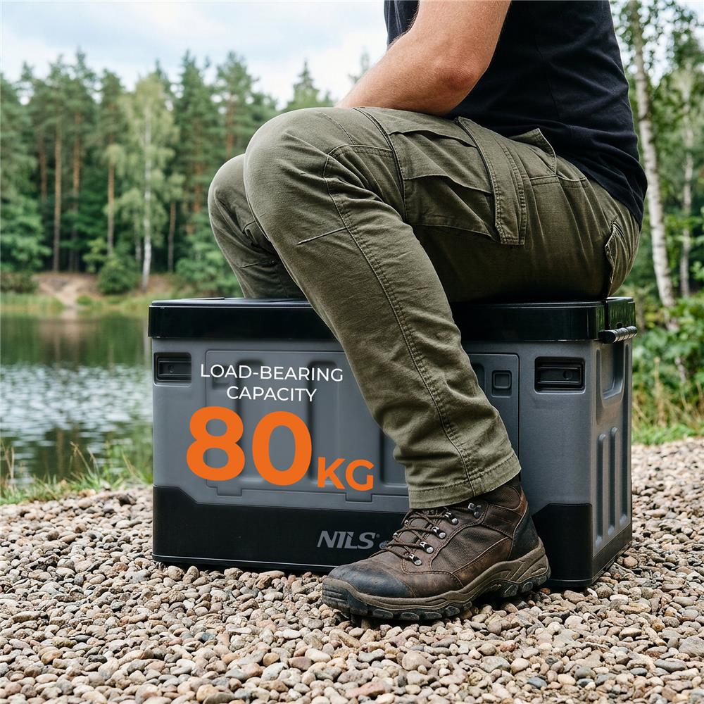 NILS CAMP Transportbox 38L Grau-Schwarz - klappbare Campingbox für Camping, Auto & Haushalt