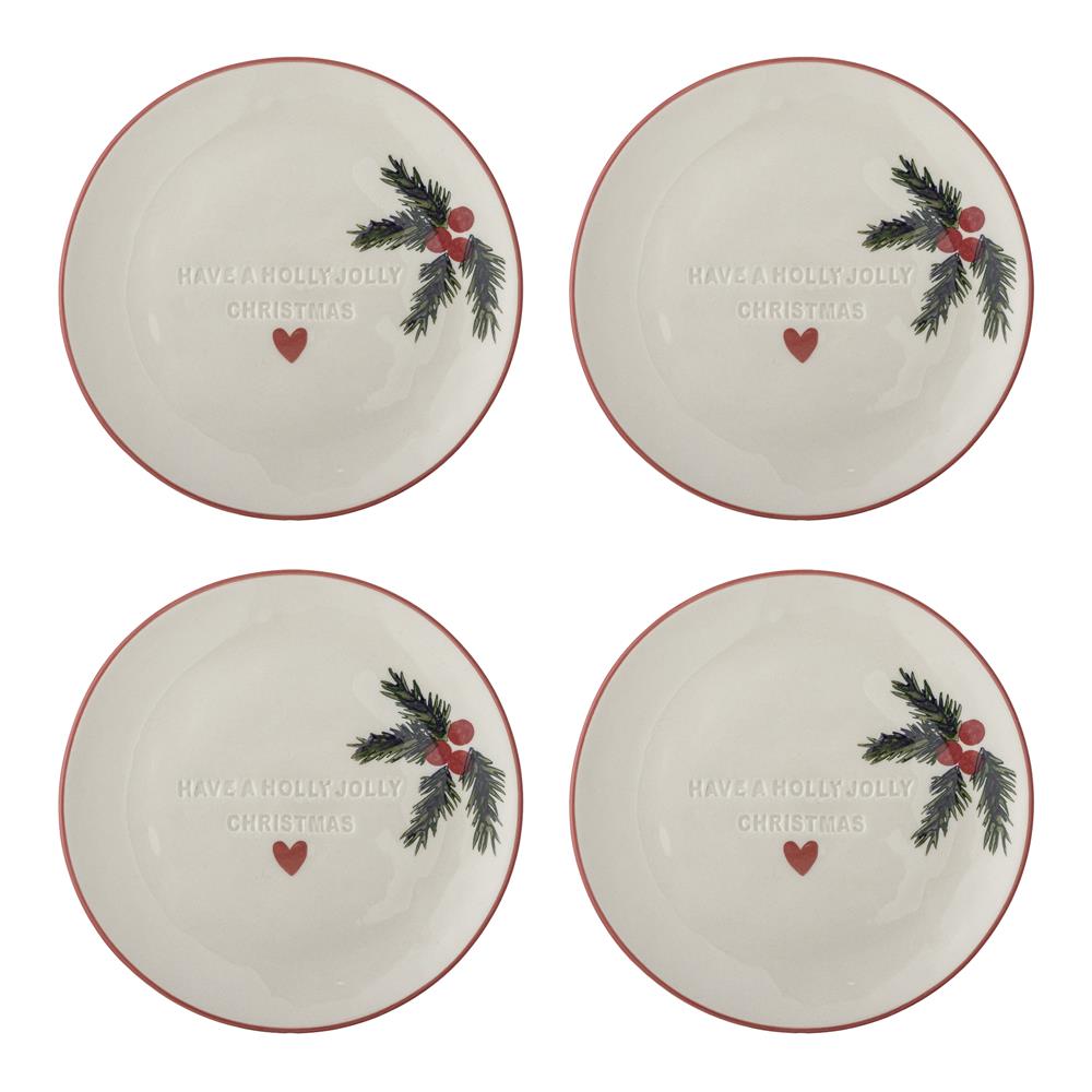 Bloomingville Jovida Teller Natur Steingut 4er Set Weihnachtsteller 16 cm