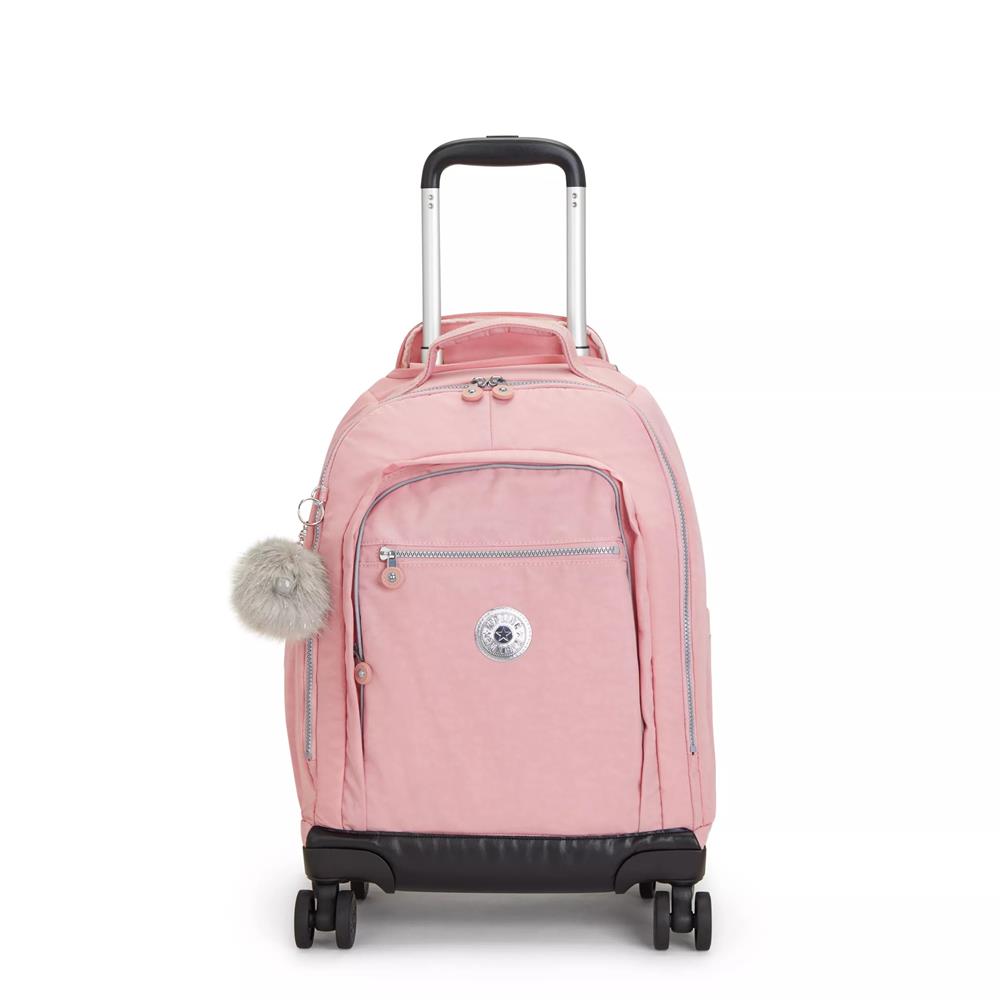 Kipling NEW ZEA, großer Kinder-Rucksack mit Rollen, Bridal Rose (rosa), Schulrucksack mit Laptopfach