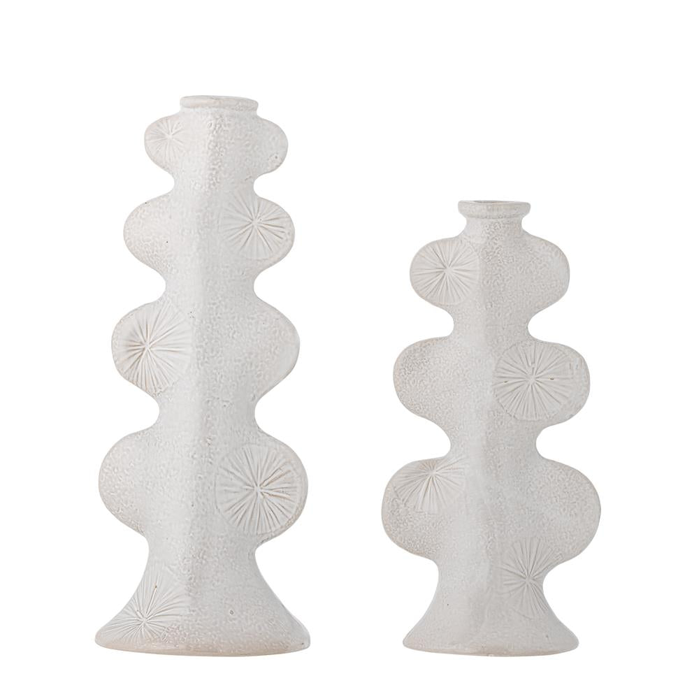 Bloomingville Cason Kerzenhalter Weiß Steingut 2er Set