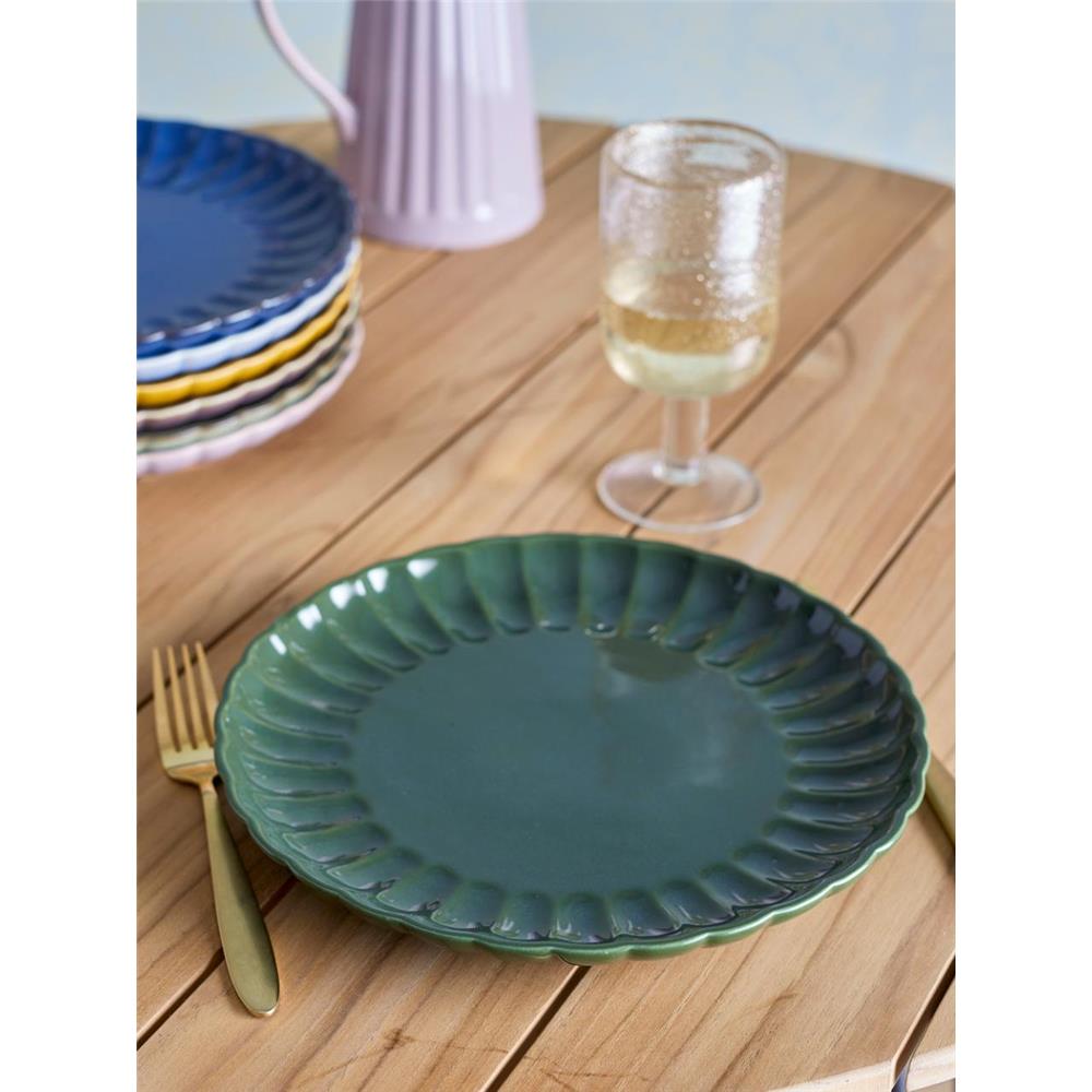 Bloomingville Latina Teller, Dunkelgrün, 27 cm, Steingut, Speiseteller, dänisches Design
