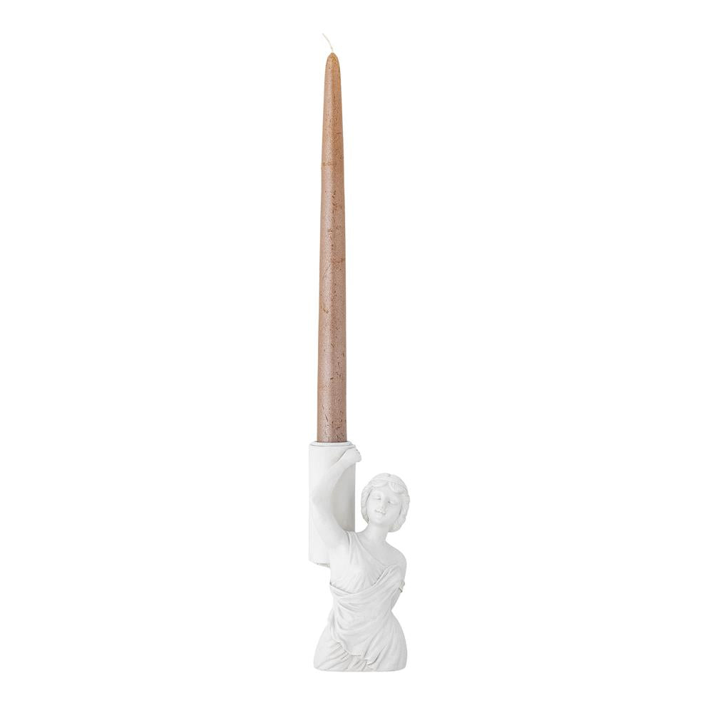 Bloomingville Medea Kerzenständer: Weiß, Polyresin, 7x16x6,5 cm – Eleganz für dein Zuhause