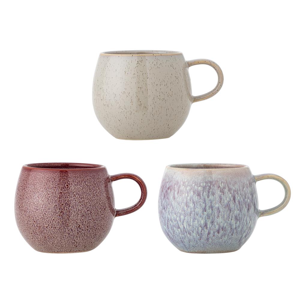 Bloomingville Addison Tasse 3er Set 500 ml D10,5 cm rosa - Steingut Tassen für Küche & Kaffee