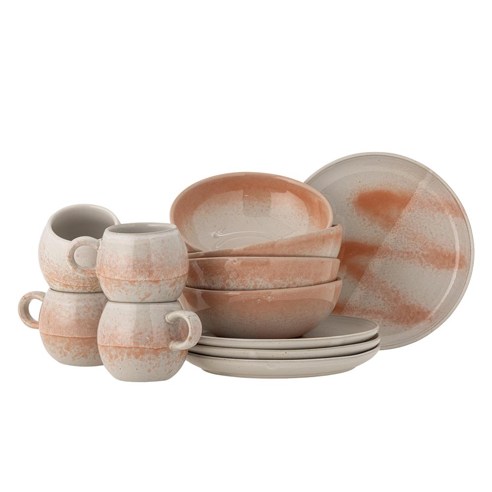 Bloomingville Paula Frühstück Set Orange Steingut 12-teilig