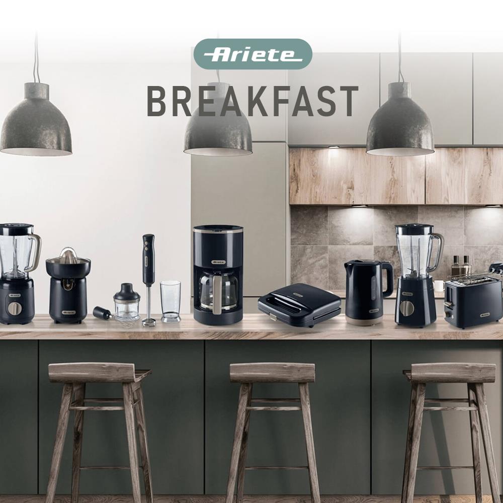 Ariete Breakfast Standmixer, Dunkelgrau, 1,5L Mixer mit Ice Crush Funktion, Klassisches Design