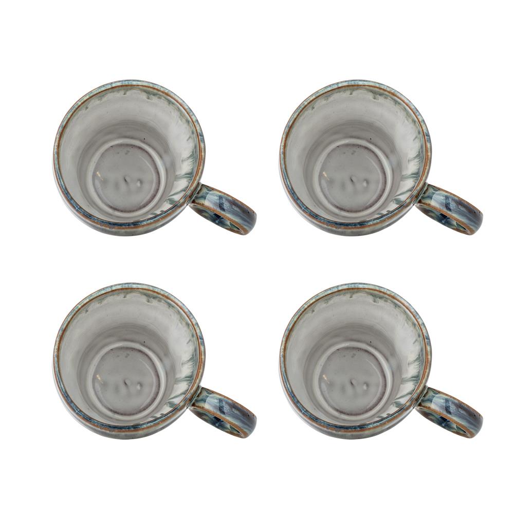 Bloomingville Nigel Becher aus Steingut in Blau 300 ml – 4er Set für Küche und Tischdeko