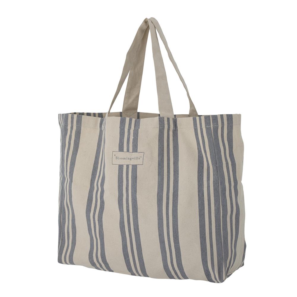 Bloomingville Trina Einkaufstasche in Blau, 47x40x16cm, aus Baumwolle