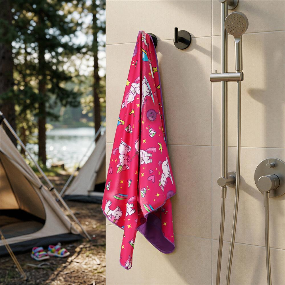 NILS Mikrofaser Kinderhandtuch 160x80 cm Unicorn - leichtes Handtuch für Camping, Strand & Schule