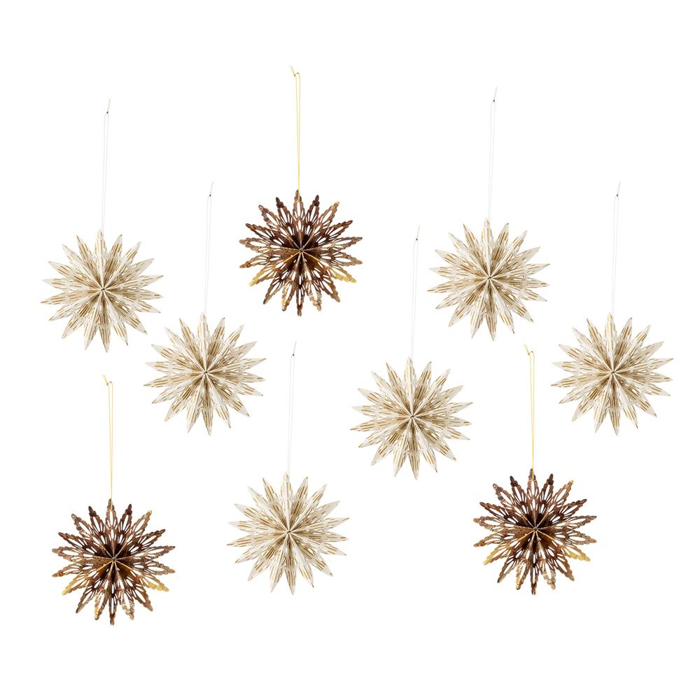 Bloomingville Stern Baumschmuck Sterne aus Papier, Naturr 9er Set Weihnachtsanhänger