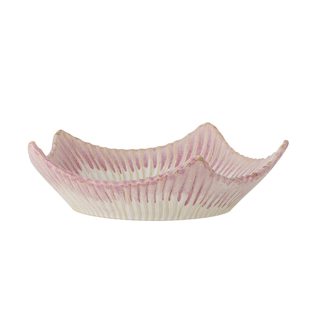 Bloomingville Floral Schale aus Steingut in Rosa, große Servierschale mit reaktiver Glasur, dekorativ