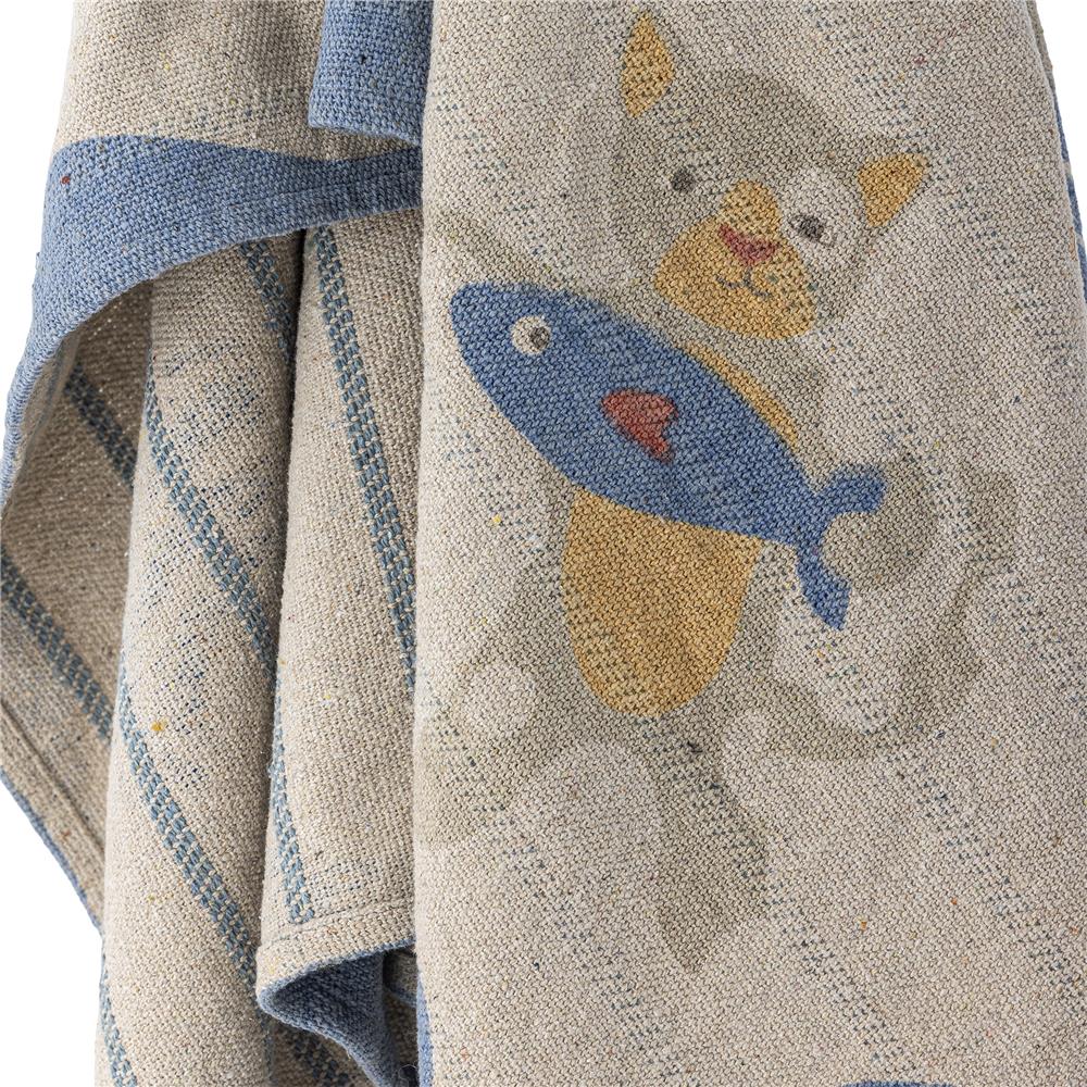 Bloomingville MINI Mille Decke bunt - Kinder Plaid mit Katzenmotiv aus Baumwolle für Sofa & Kinderzimmer