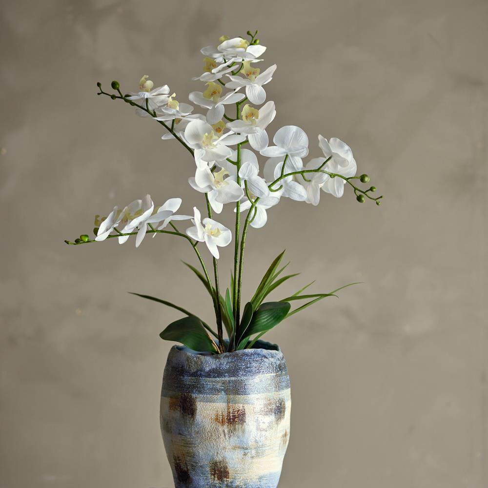 Bloomingville Orchid Kunstpflanze Weiß 84 cm mit Topf