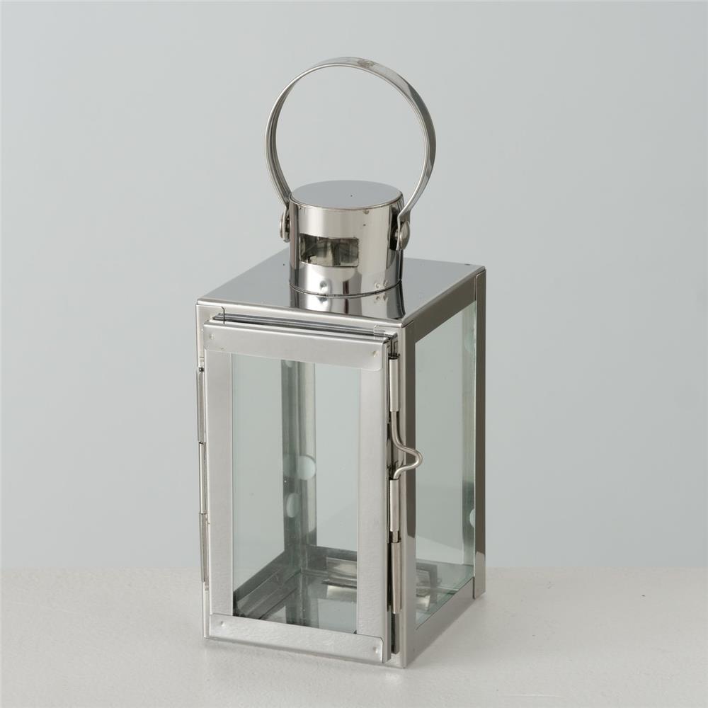 BOLTZE Laterne Caruso 2er Set Silber Windlicht Kerzenhalter Skandinavisches Design