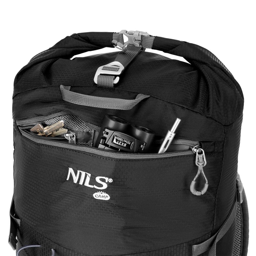 NILS CAMP Trekkingrucksack Kjolen 40L in Schwarz - Outdoor Rucksack mit Belüftung & Regenhülle