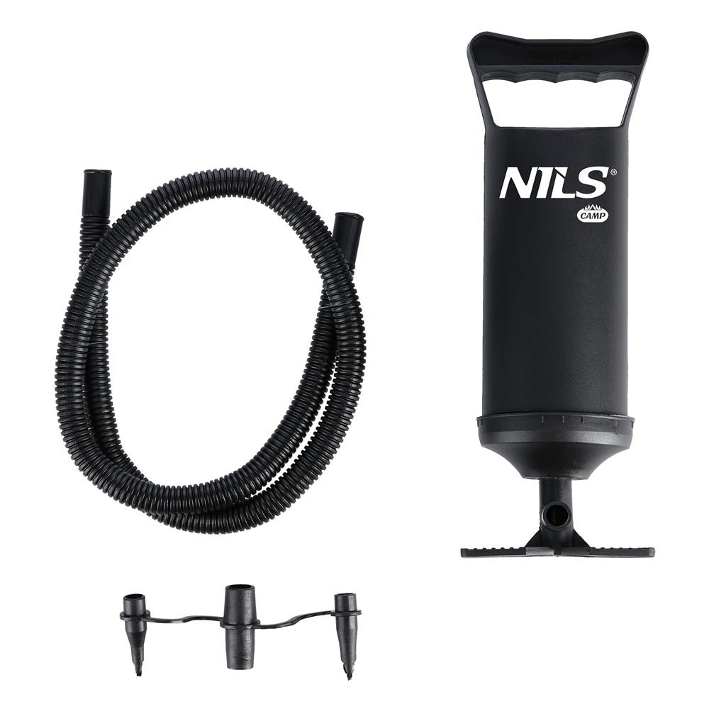 NILS CAMP Luftpumpe für Camping und Freizeit kompakte Handpumpe für Luftmatratzen