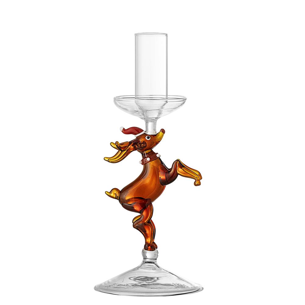 Bloomingville Dasho Kerzenhalter Braun Glas Rentier Weihnachtsdeko 19 cm