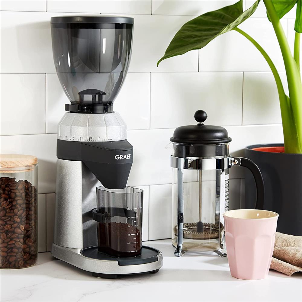 GRAEF elektrische Kaffeemühle CM 800 Silber Espressomühle Edelstahl Kegelmahlwerk