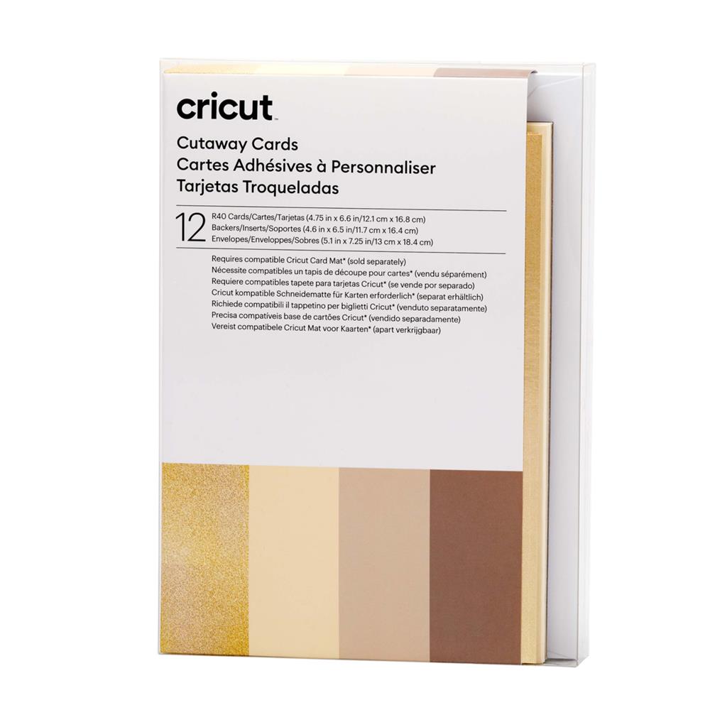 Cricut Cutaway Cards Neutral R40 Klebekarten mit Hintergrundblätter 12 Stück