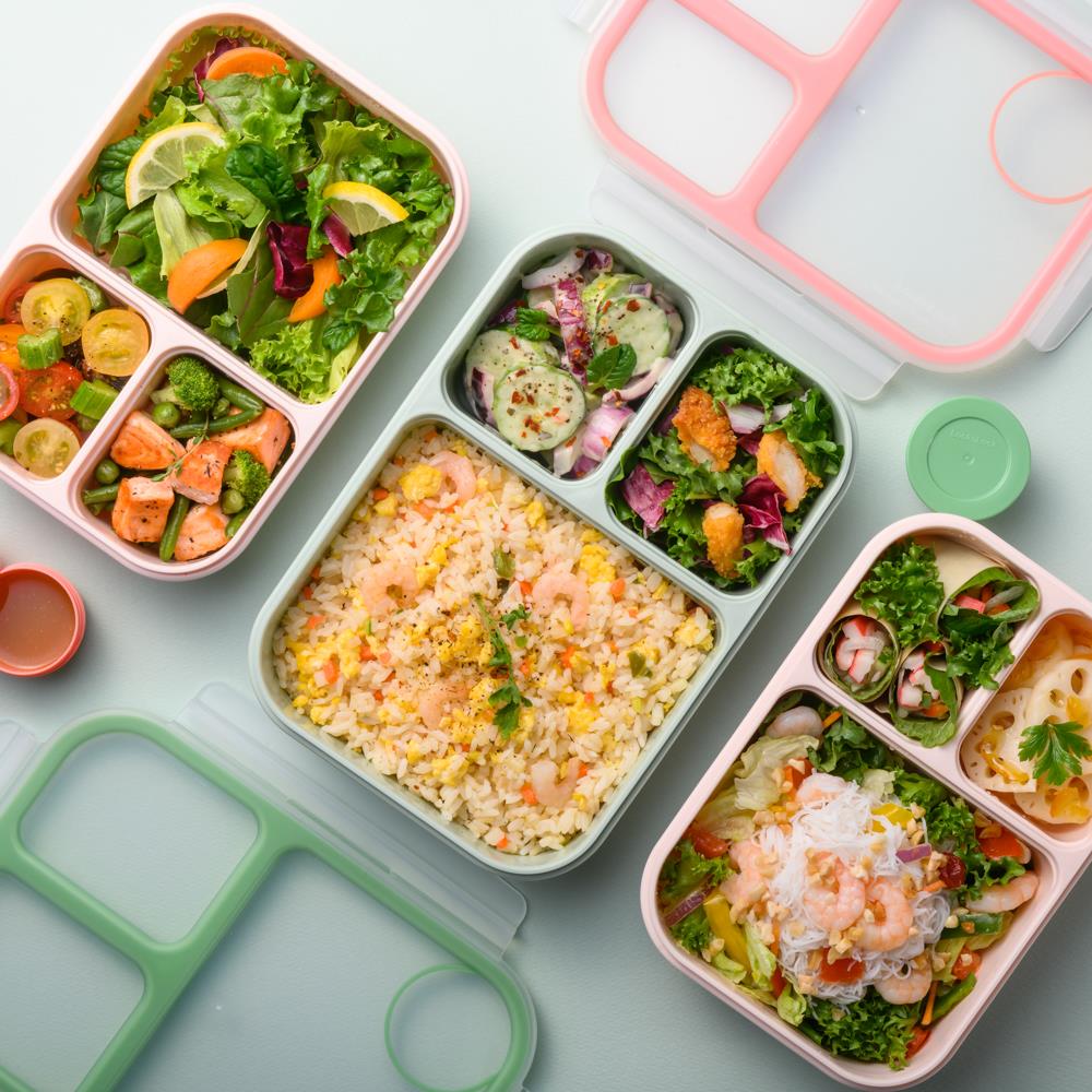LocknLock To-Go Lunchbox 1,5 L, Rosa, 3 Fächer - Mikrowellengeeignet BPA-frei