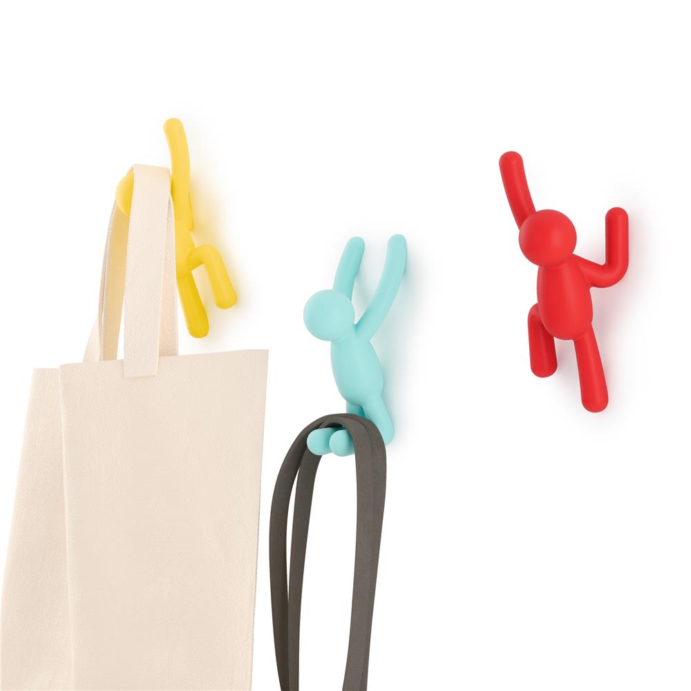 Umbra Buddy Haken 3er Set, Dekorative Wandhaken, Garderobenhaken in Bunt