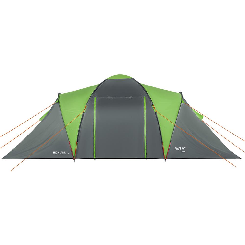 NILS CAMP Highland IV Zelt für 4 Personen Grau-Grün - großes Familienzelt mit Vorraum für Camping & Outdoor