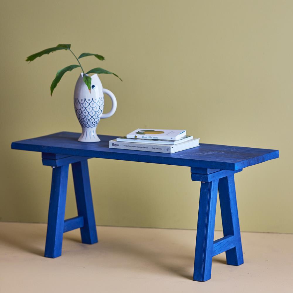 Bloomingville Porir Bank blau - Holzbank Sitzbank modern mit massivem Design für Flur & Wohnzimmer