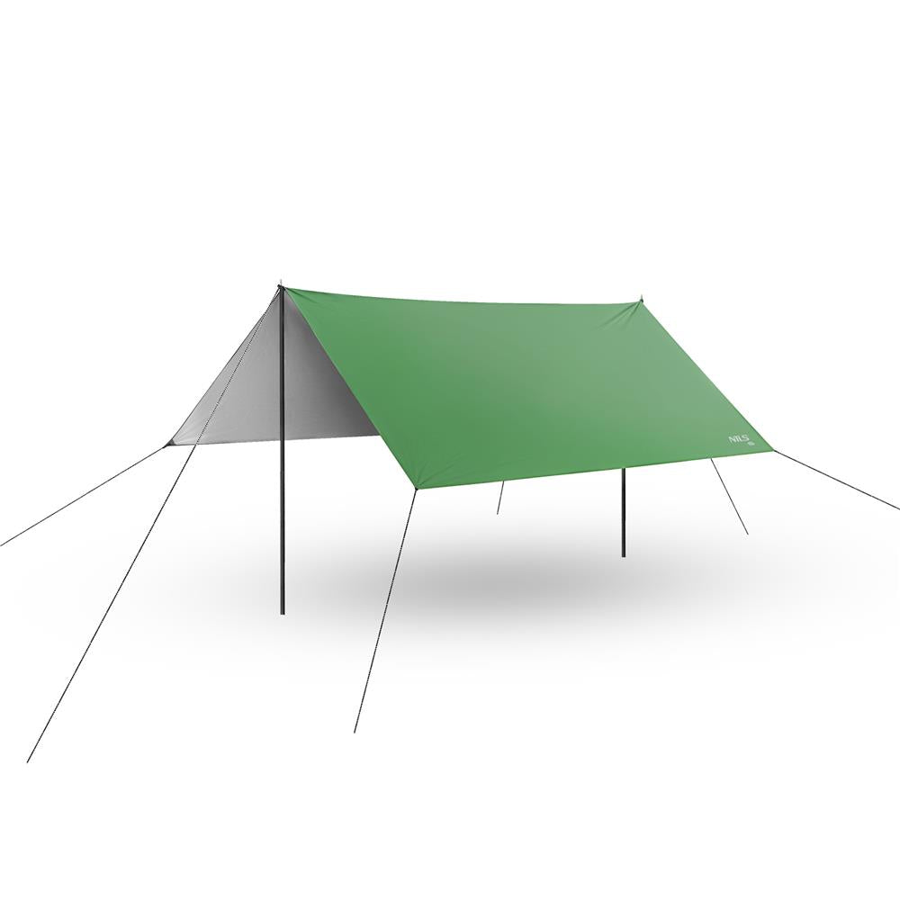 NILS CAMP Tarp 300x300 cm in Grün - wasserdichte Camping Plane für Outdoor, Trekking & Schutz