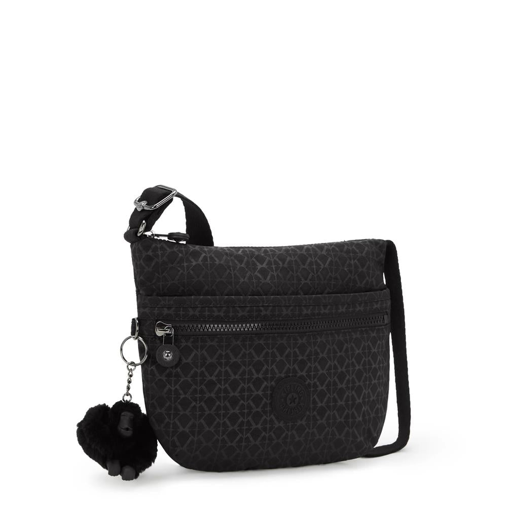 Kipling ARTO S, kleine Umhängetasche, Signature Emb (schwarz), Crossbody Tasche leicht