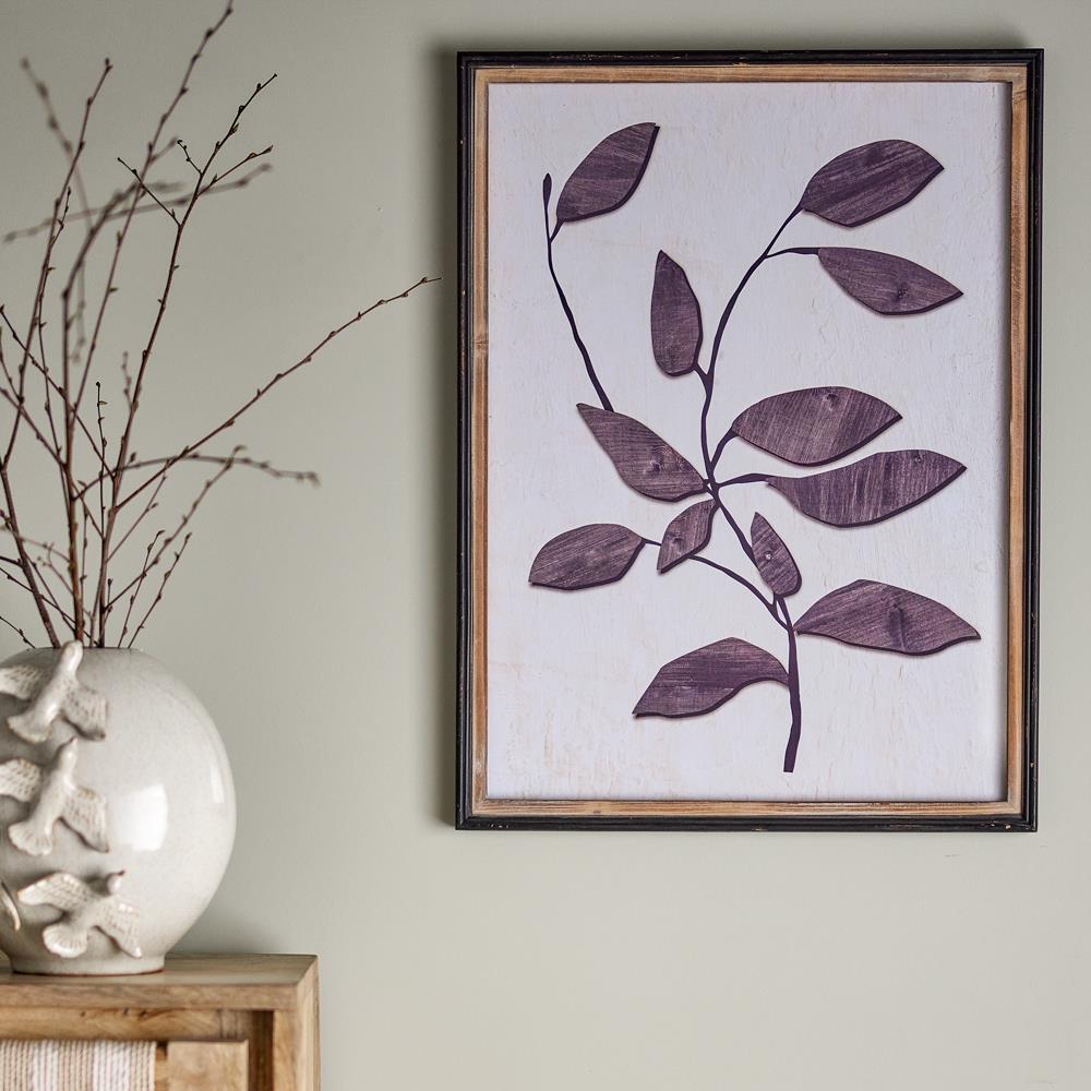 Bloomingville Lousa Illustration mit Rahmen schwarz aus Kiefer – botanische Wanddeko fürs Wohnzimmer
