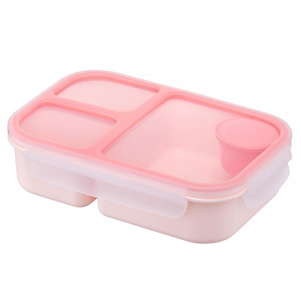 LocknLock To-Go Lunchbox 1,5 L, Rosa, 3 Fächer - Mikrowellengeeignet BPA-frei