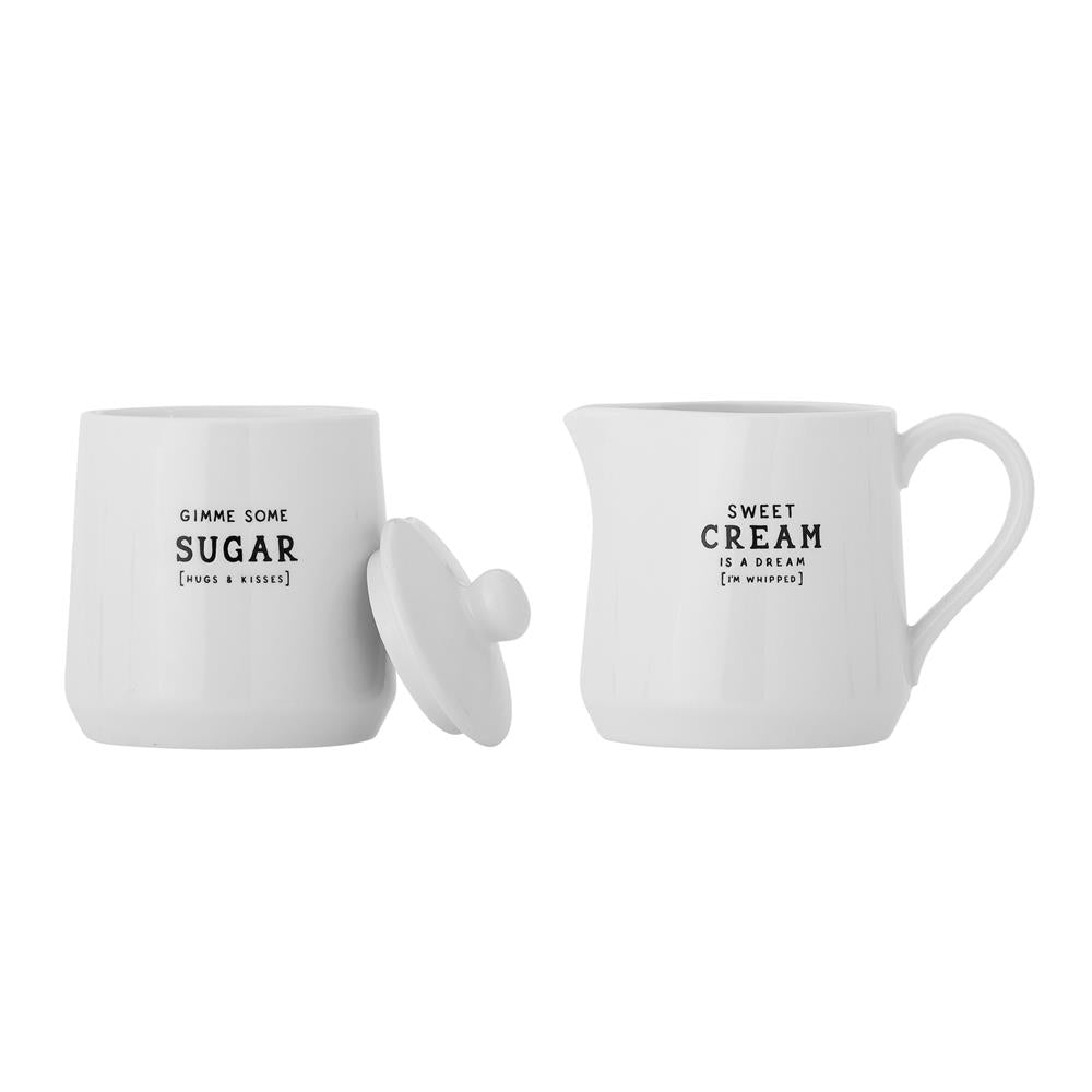 Bloomingville Wendy Milchkännchen und Zuckerdose weiß aus Steingut – 2er Set für Küche & Kaffeepause