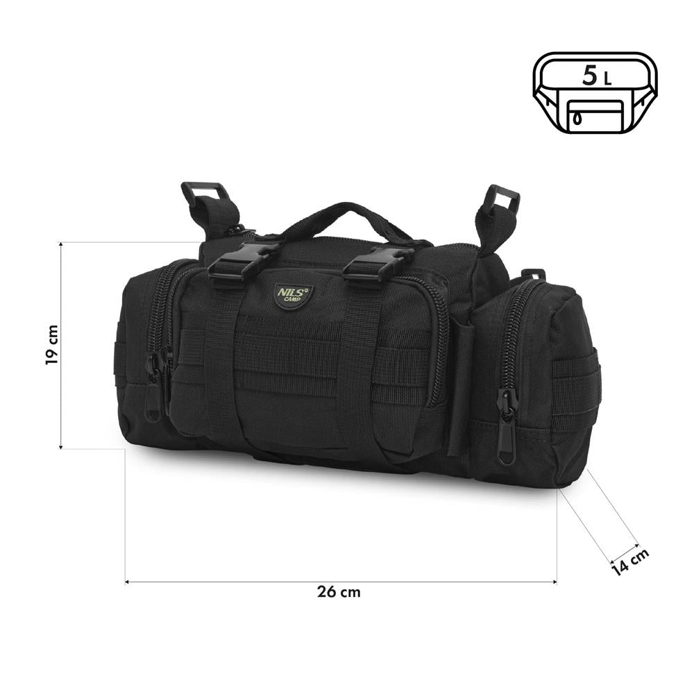 NILS CAMP Hüfttasche XL 5L in Schwarz - taktische Gürteltasche für Outdoor, Alltag & EDC
