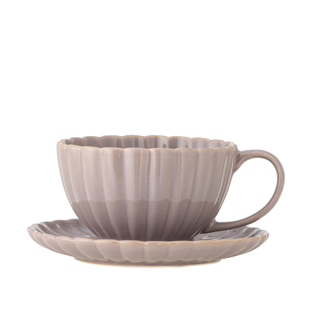Bloomingville Latina Tasse mit Untertasse Rosa Steingut 180ml