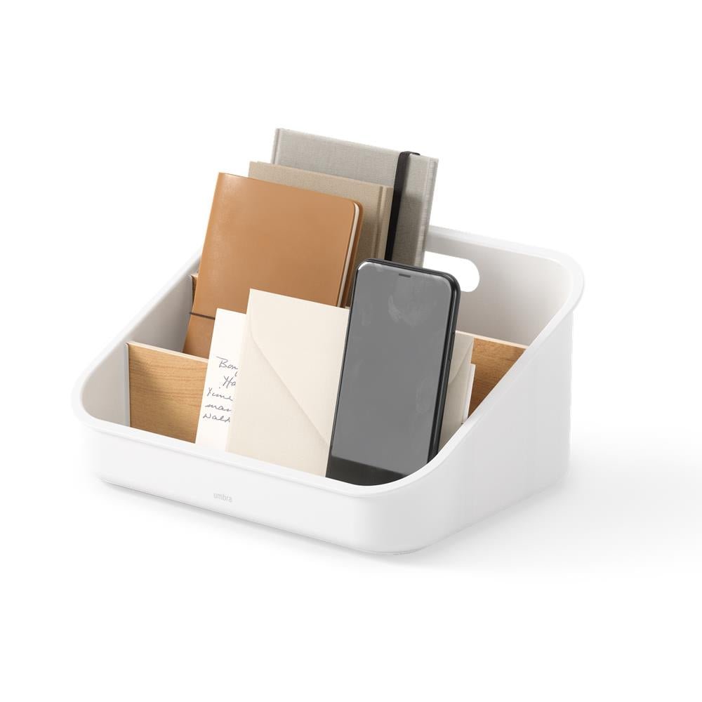 Umbra Bellwood Vorratsschrank Organizer mit 3 Fächern, Aufbewahrungsbehälter in Weiß/Natur