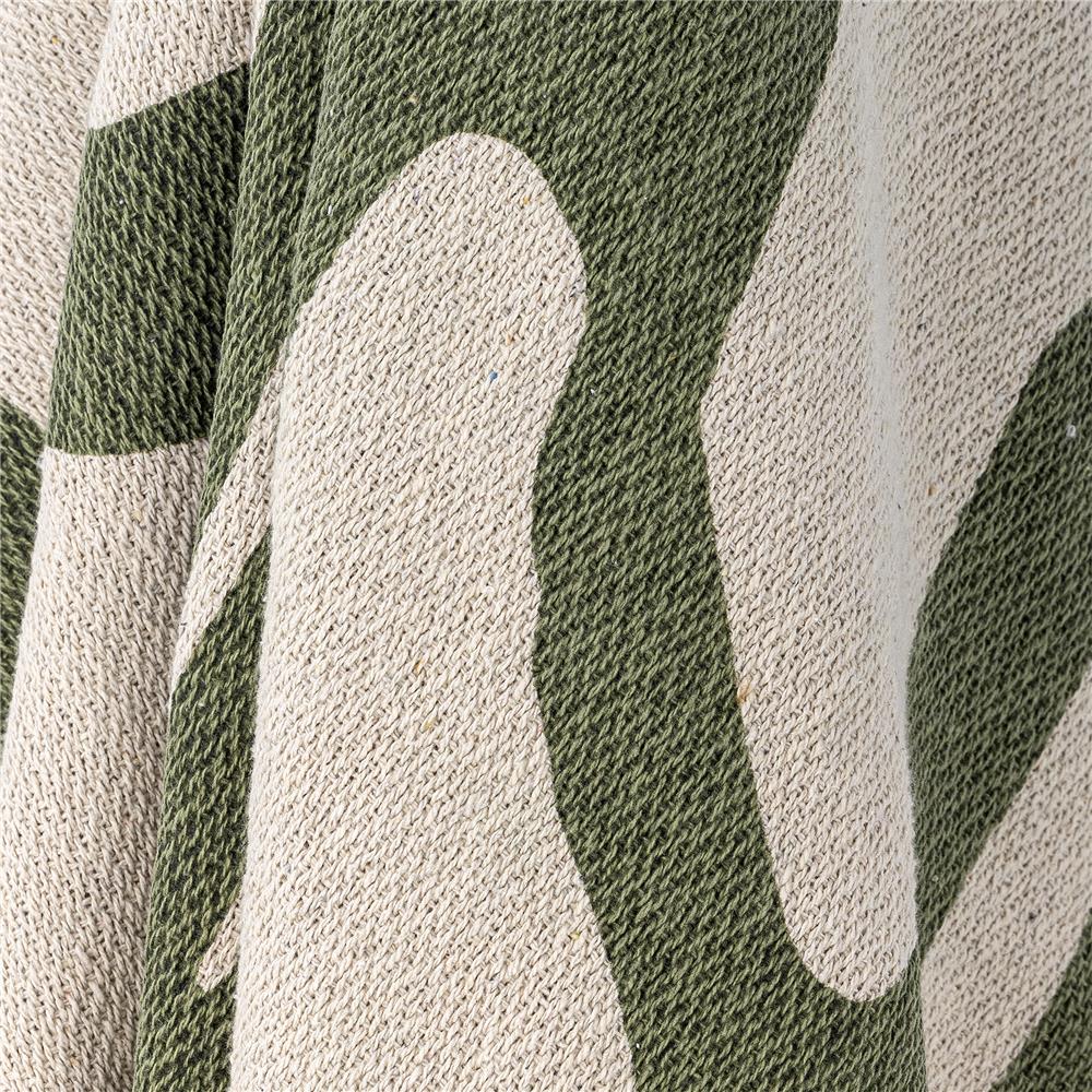 Bloomingville Dalmine Decke, Grün, mit recycelter Baumwolle, 160x130 cm, mit Fransen, waschbar