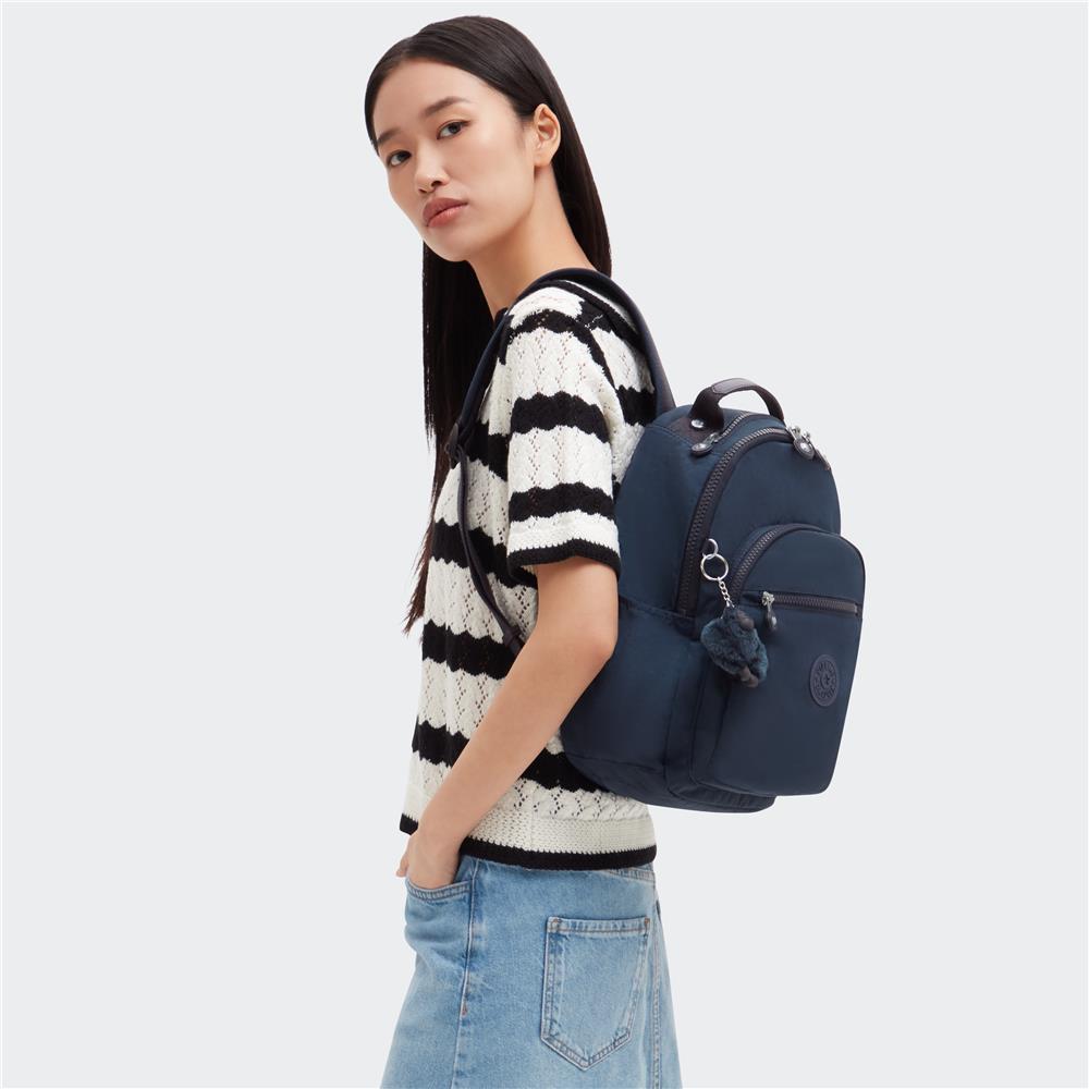 Kipling SEOUL S, Kleiner Schulrucksack mit 11-Zoll-Tabletfach, 14L, Blue Bleu 2 (blau)