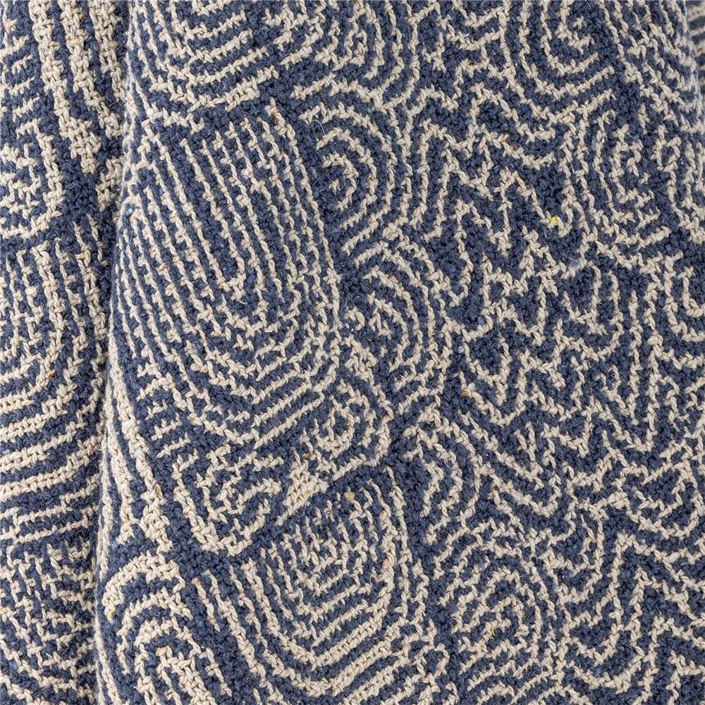 Bloomingville Bresso Decke, Blau, recycelte Baumwolle, 160x130 cm, mit Fransen, waschbar