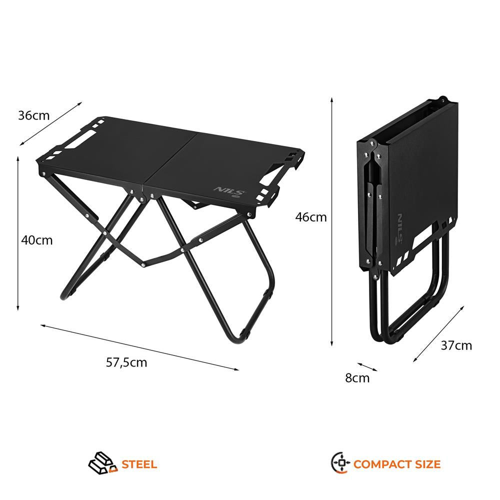 NILS CAMP Campingtisch klappbar schwarz kompakt für Camping Outdoor Garten