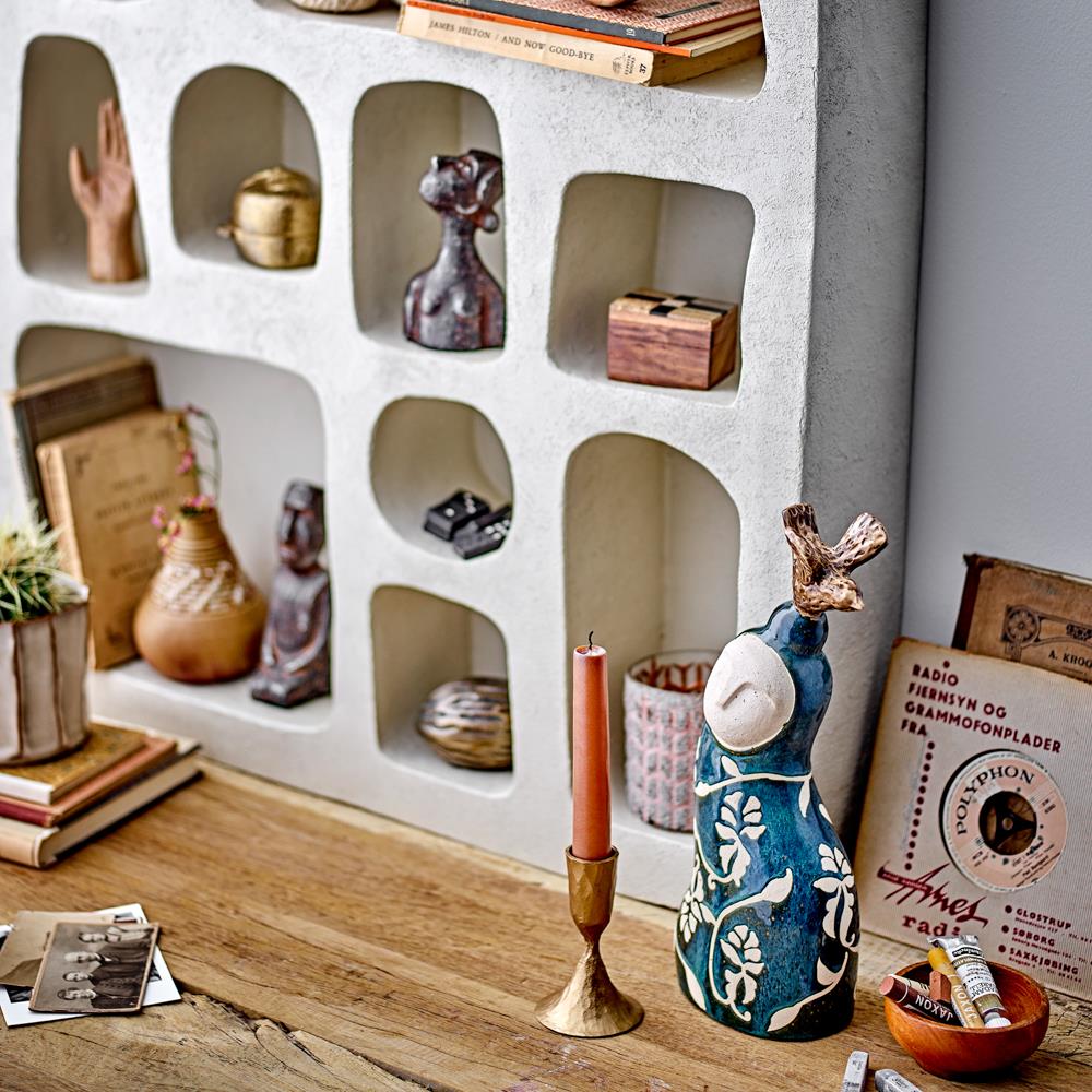Bloomingville Layhan Deko aus Steingut in Blau – dekorative Skulptur fürs Wohnzimmer