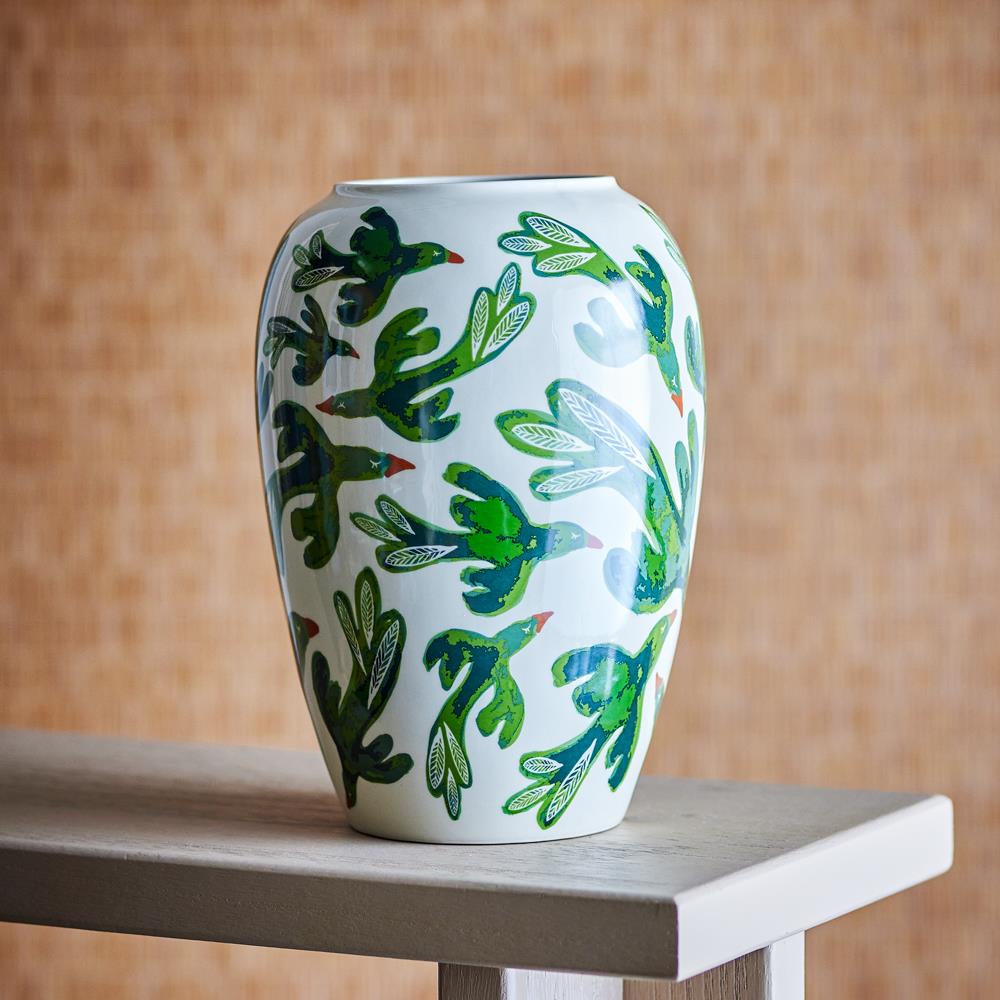 Bloomingville Birdliva Vase mehrfarbig Steingut D 21,5 x H 33 cm Dekoration Wohnaccessoires