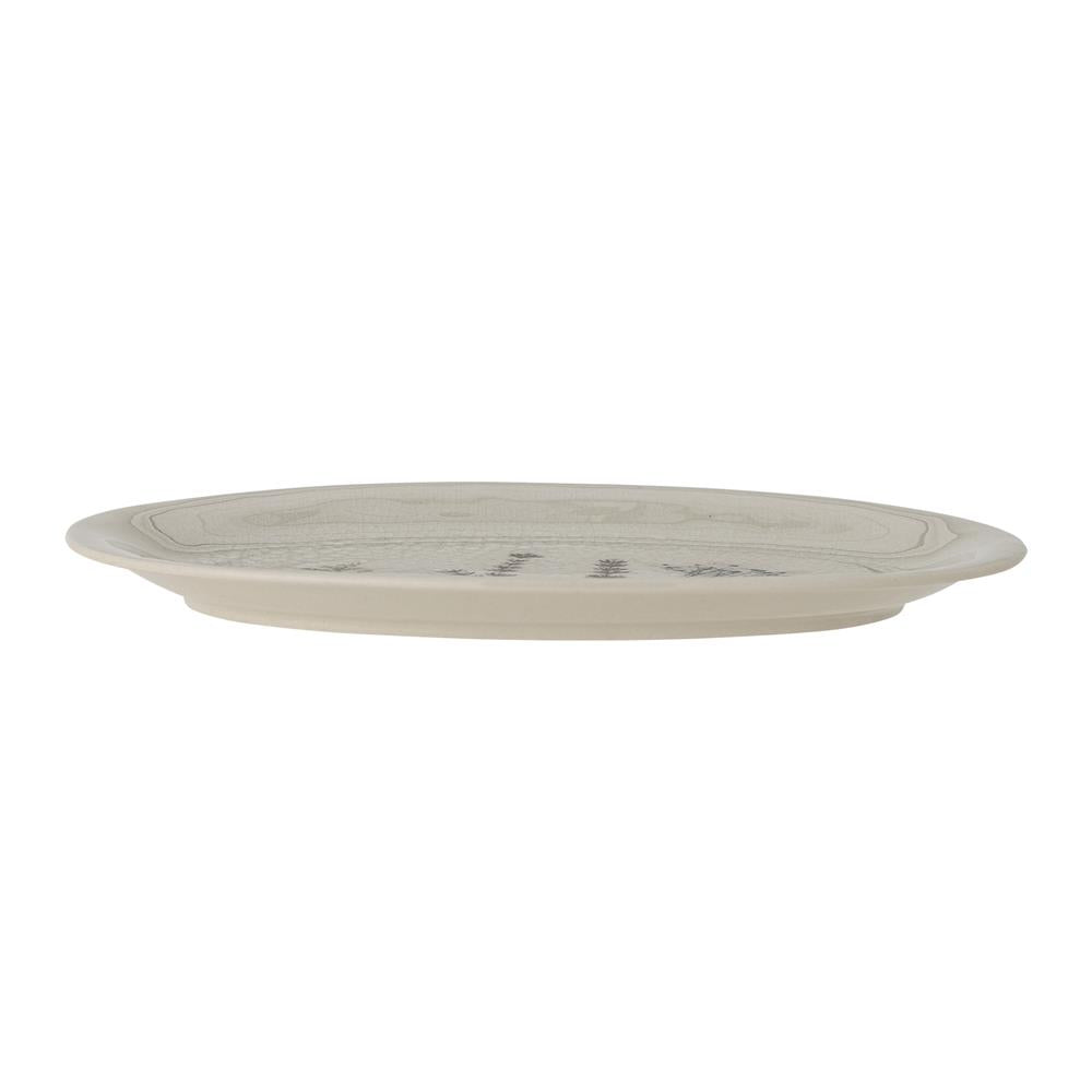 Bloomingville Bea Tablett, Natur, 28,5x18cm, Steingut, mit Blumenmotiv, dänisches Design